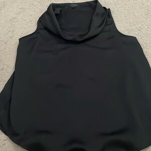 Ann Taylor sleeveless black top with draping neckline